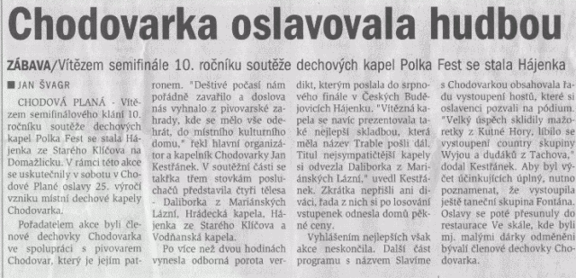 Chodovarka oslavovala hudbou